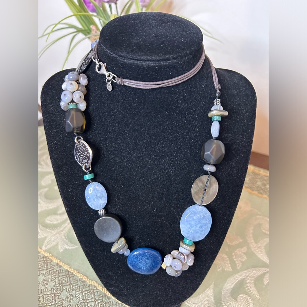 Silpada 28” Necklace, Quartize, Agate, Magnesite, Shell, Sterling Silver